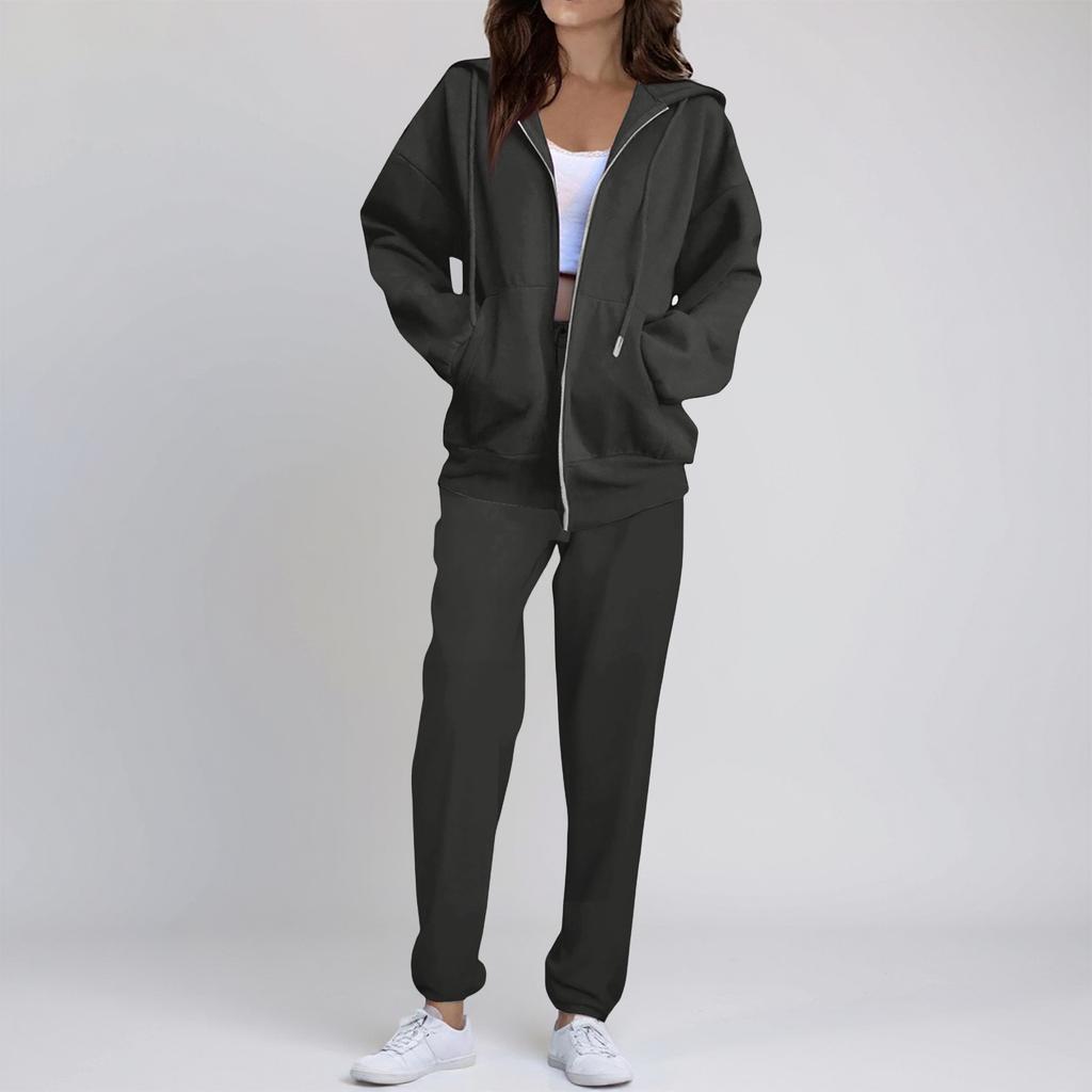 Fashionable Women's Autumn/Winter Casual Comfortable Sweatshirt Jacket Set