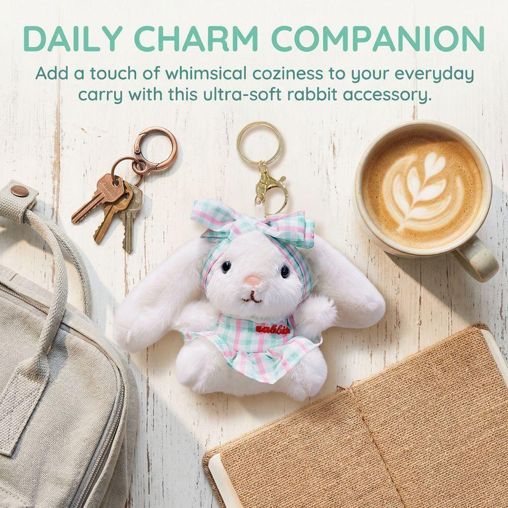 Bow Easter Stuffed Bunny Keychain Creative Rabbit Pendant Bag Charm Plush Toy Key Ring  Companion
