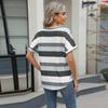 2025 Spring Summer Women's V Neck Batwing Sleeve Pocket T-Shirt, Printed Striped Casual Blouse Top