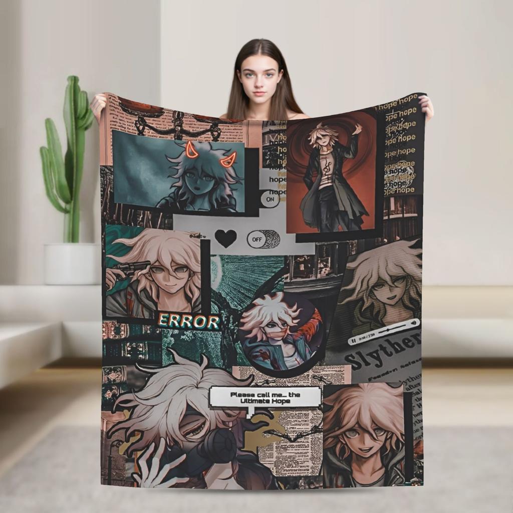 Danganronpa Nagito Komaeda Flannel Blankets Game Anime Novelty Throw Blanket for Home 125*100cm Warm