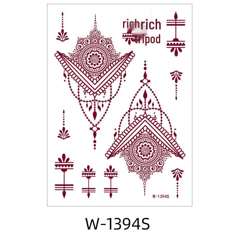 Zhengxiang 2025 Waterproof Brown Floral Lace Henna Tattoo Sticker