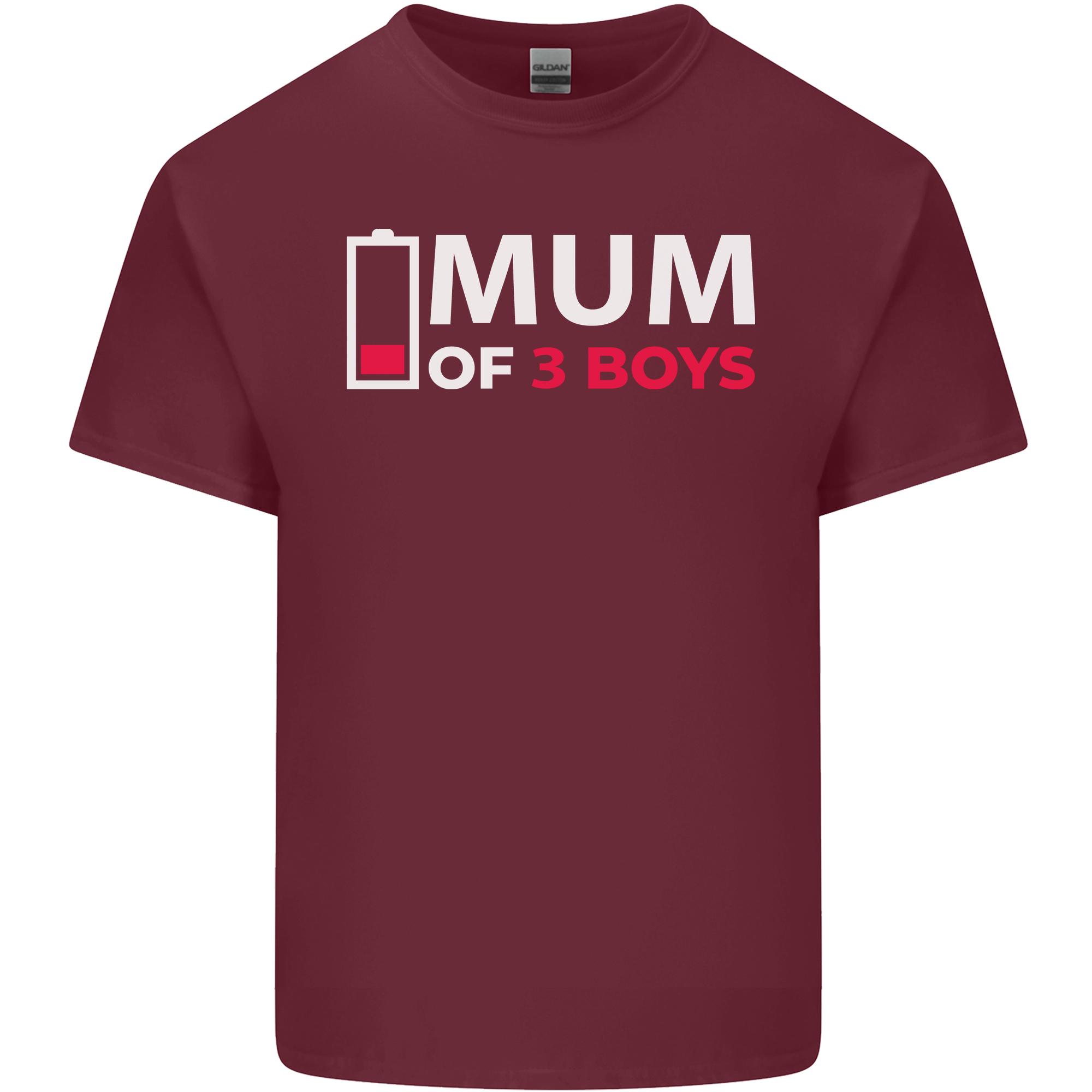 Mum of 3 Boys Funny Mothers Day Unisexs Light Cotton TShirt S