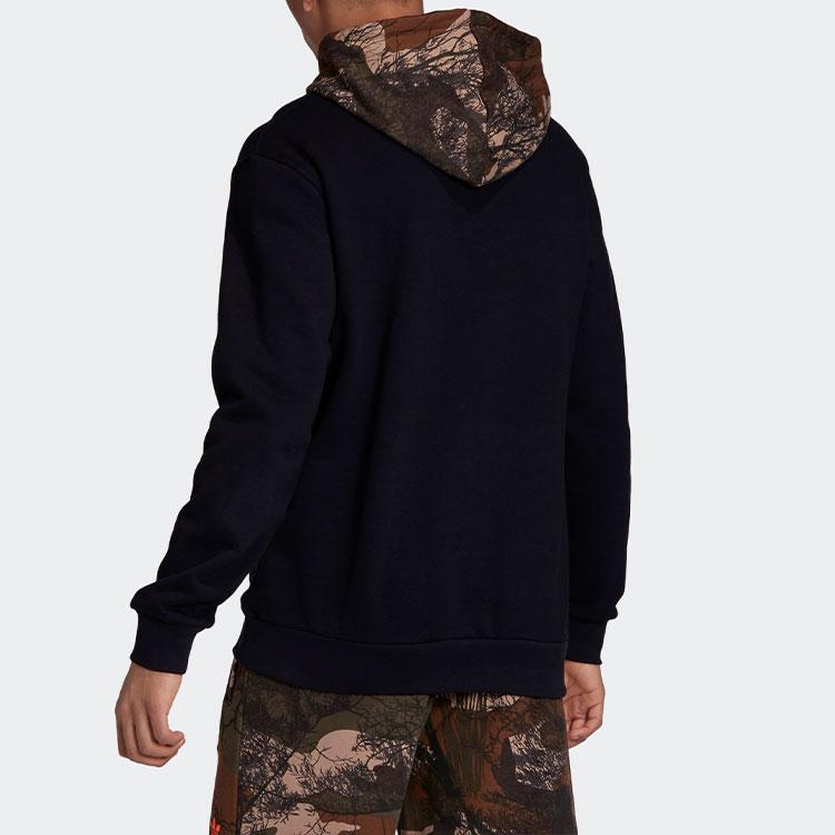 Adidas Originals Camo Block Hoodie With Trefoil Logo Print Men Hoodie Black GD5956