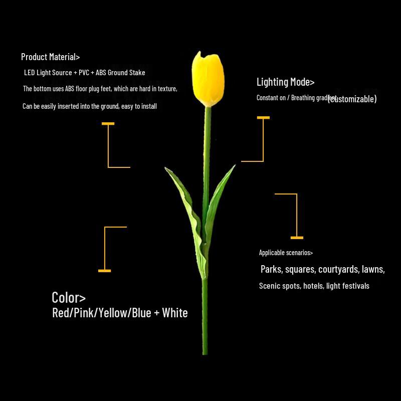 NuFeng LED Outdoor Tulip Garden Stake Light Set