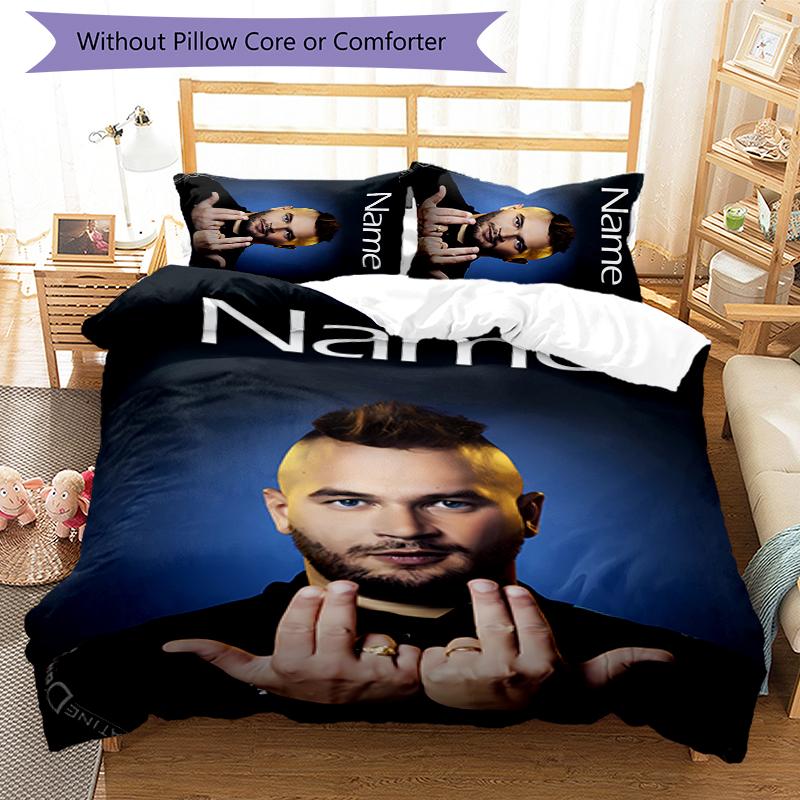 3pcs Custom Name Cartoon Jul rapper Bedding Set Duvet Cover Closure Includes 1 Duvet Cover & 2 Pillowcases for All Seasons Bedroom Decor