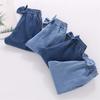 Dívčí letní jednobarevné tenké široké džíny pro malé a středně velké děti volný design mašle devítiminutové kalhoty