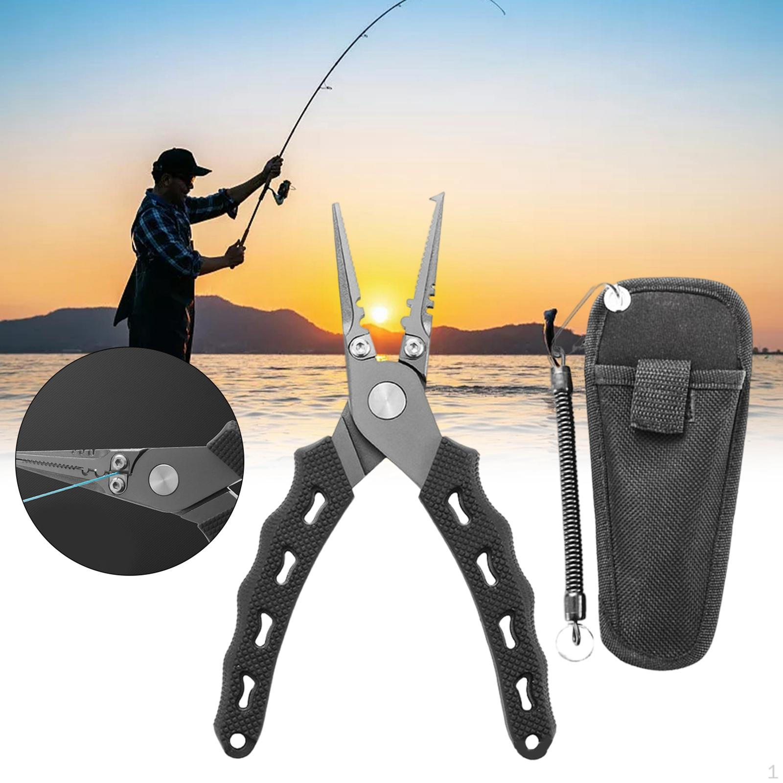 

Fishing Pliers Braid Hook Remover with Sheath and Lanyard B Black