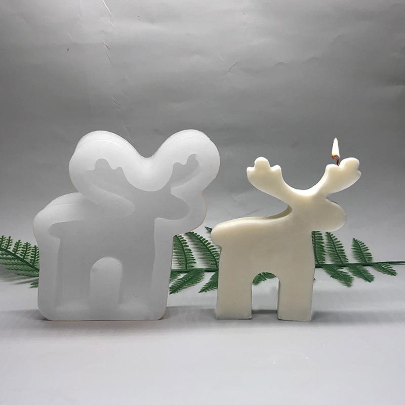 Christmas Reindeer Silicone Candle Mold Handmade Candle Making Supplies DIY Epoxy Gypsum Soap Cake Baking Tools Christmas Gifts