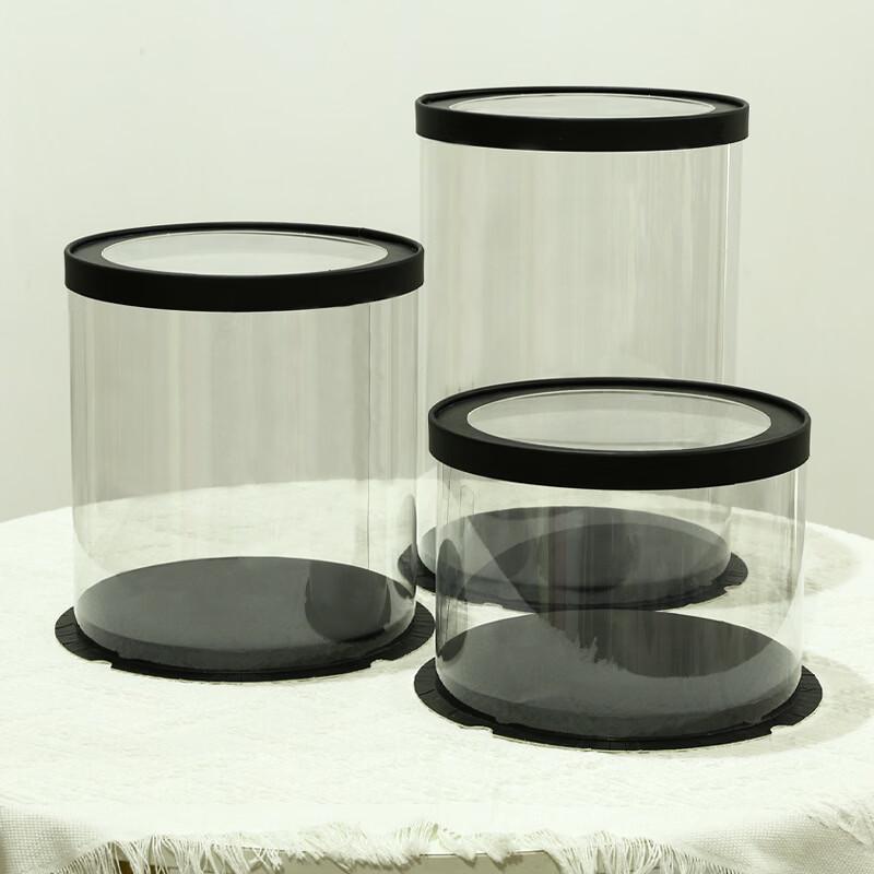 Changbaosen Transparent Round Cake Box with Black Base