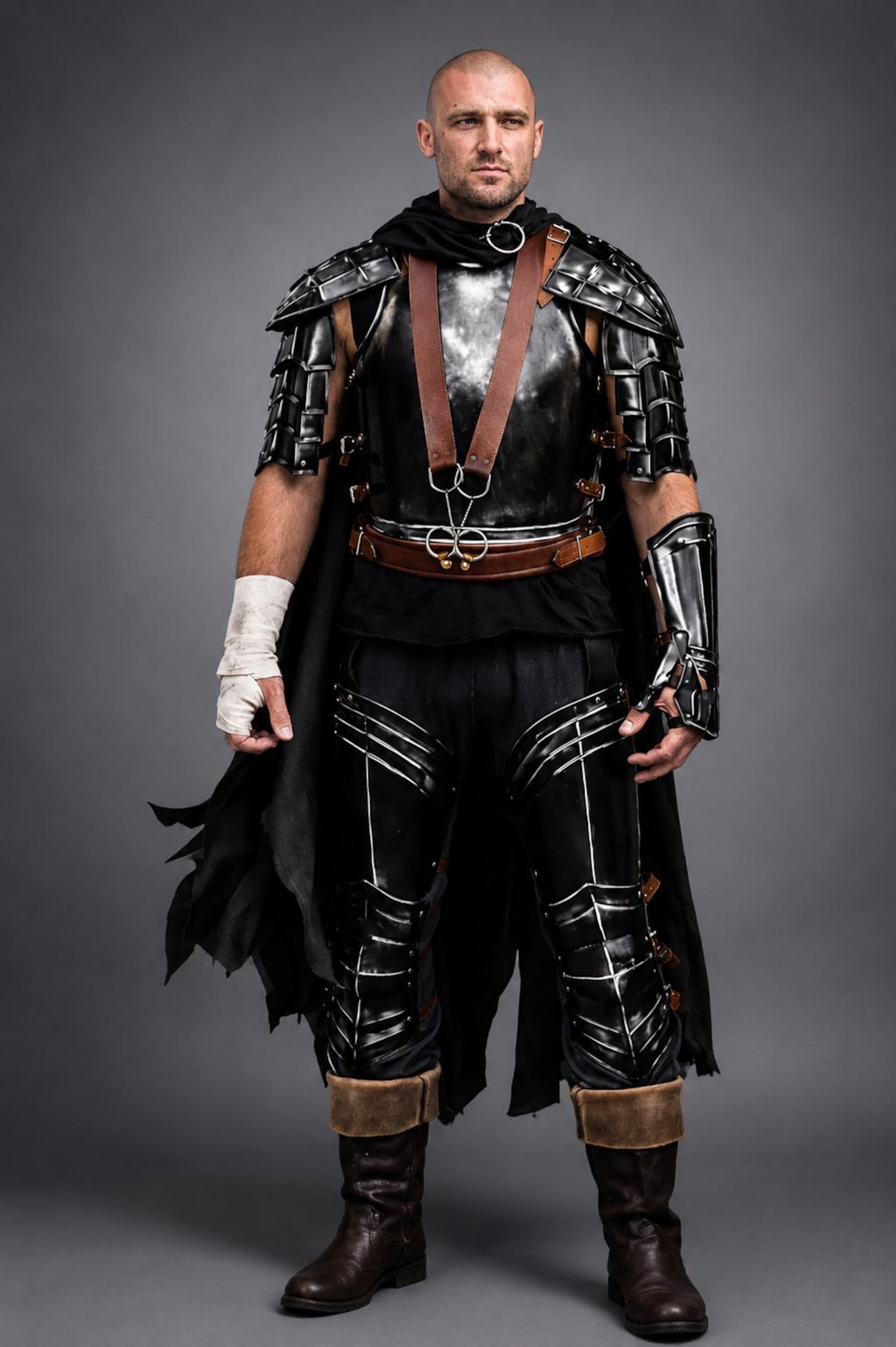 Handcrafted Blackened Steel Armor Suit – Medieval Knight Costume for LARP, Halloween & Cosplay