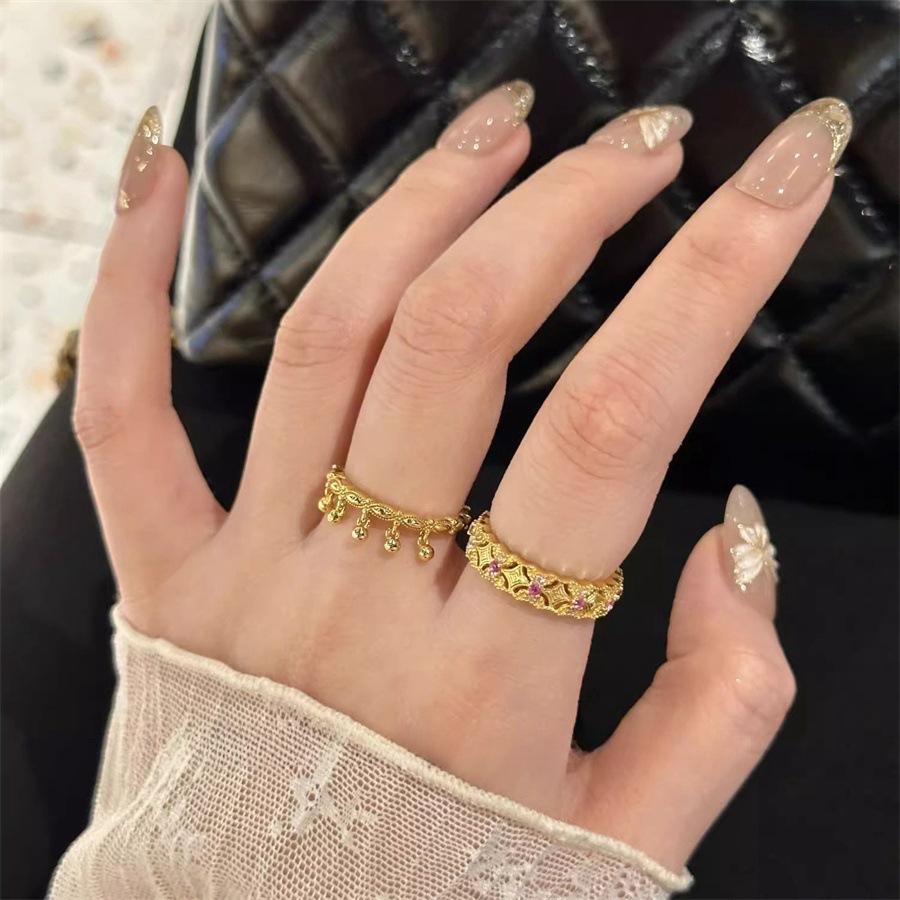 Medieval rattle purple zircon ring light luxury index finger ring retro open ring