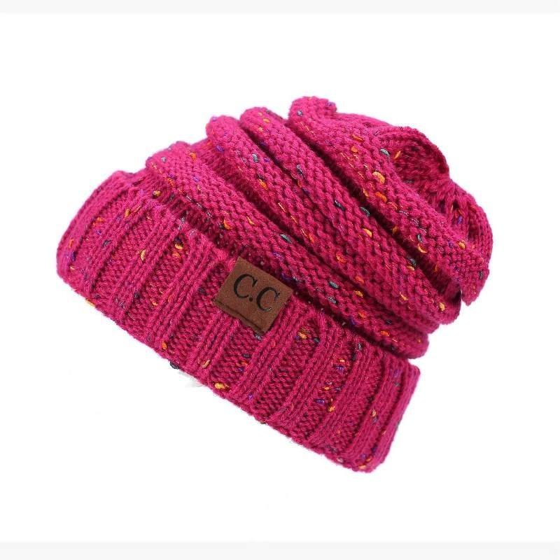 New Adult Autumn Winter Patchwork Mixed Color Knit Hat With Flip Mouth Yarn Knit Cap Reverse Mouth