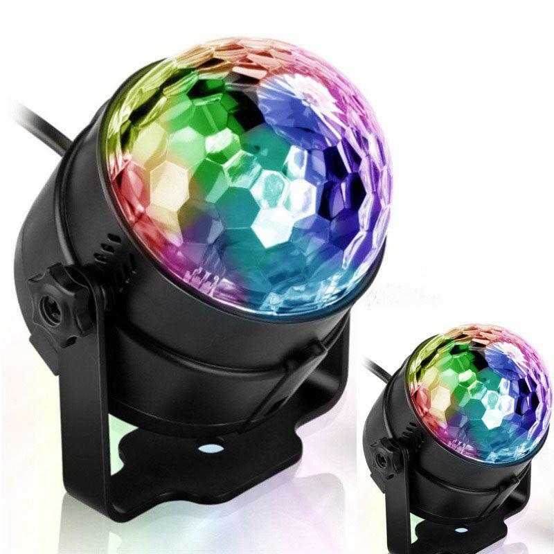 LED Remote Rotating Seven-Color Crystal Magic Ball Light for Indoor Dance and Stage Venues