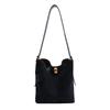 Urban Minimalist Suede Tote Bag With Lock Closure For Daily Use And Office Style