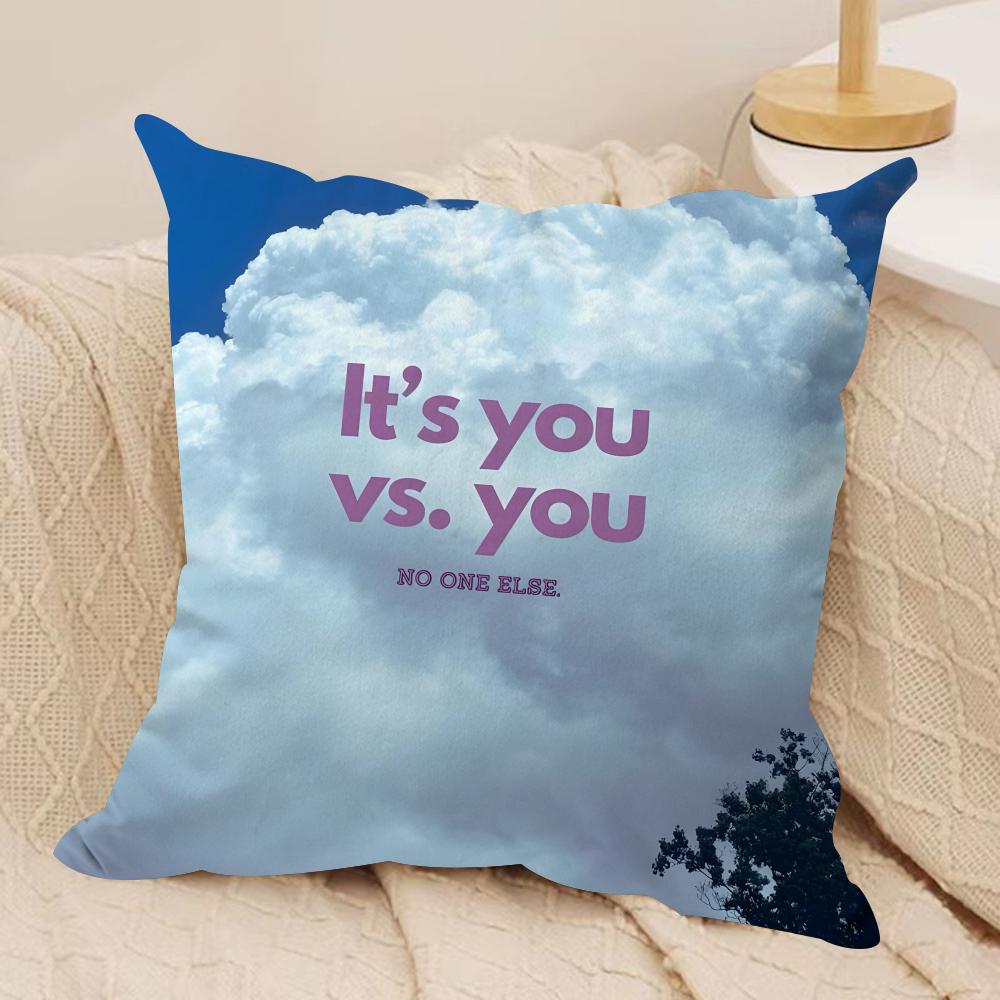Positive Words Cushion Cover Soft Plush Fabric DoubleSided Printed Cushion Covers for All Seasons Home Decor