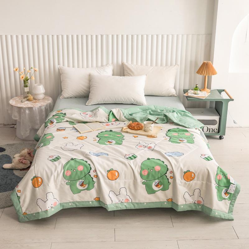 Funny Cartoon Bear Quilt Cotton Summer Air Conditioning Quilted Quilt Soft Skin-friendly Breathable Multifunction Thin Blanket
