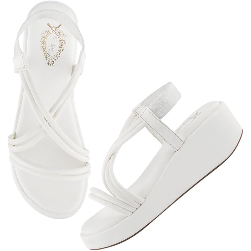 Shoetopia WomenS & Girls White Wedges Sandal  Solid Criss-Cross Strap Design  Stylish, Comfortable, Durable Heels  Perfe