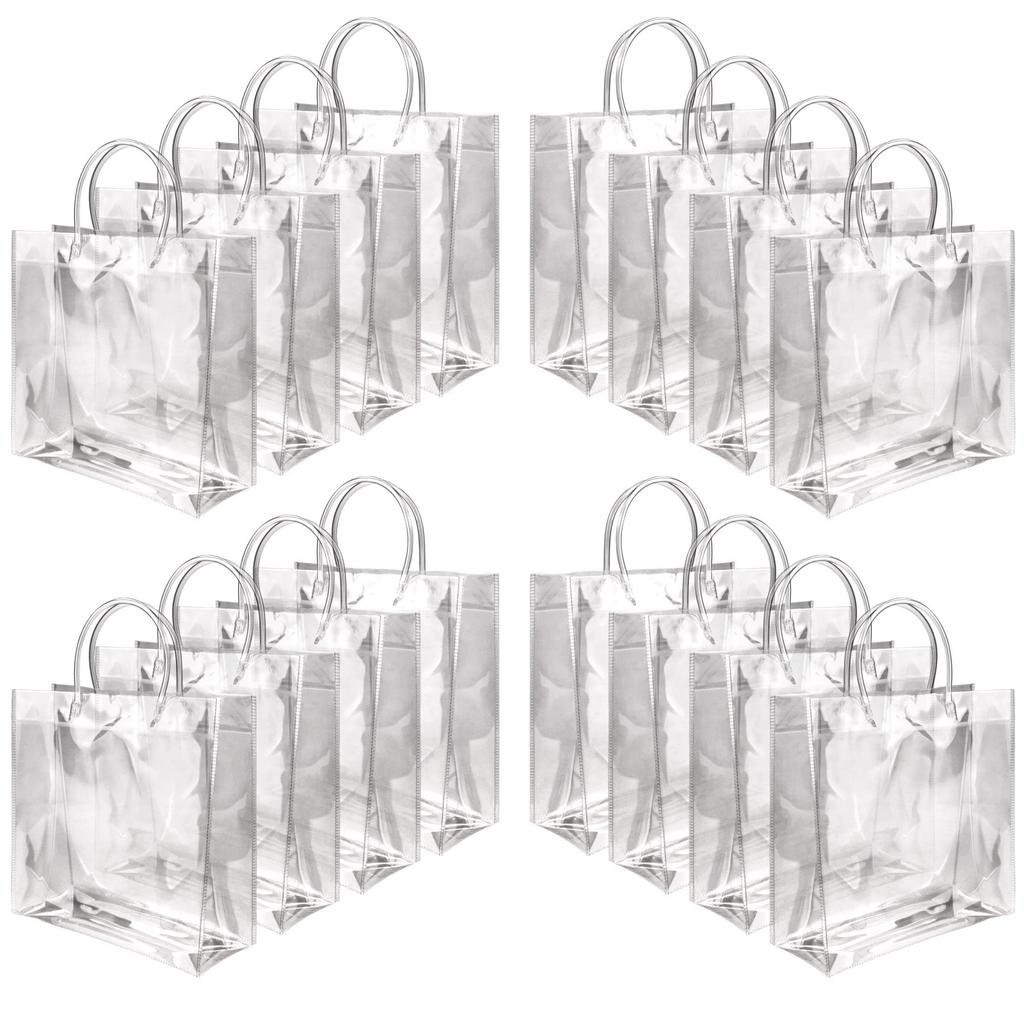 20-Pack Clear Plastic Gift Bags with Handles - Reusable PVC Party Favor Bags for Birthday, Wedding, Christmas, Mother's Day