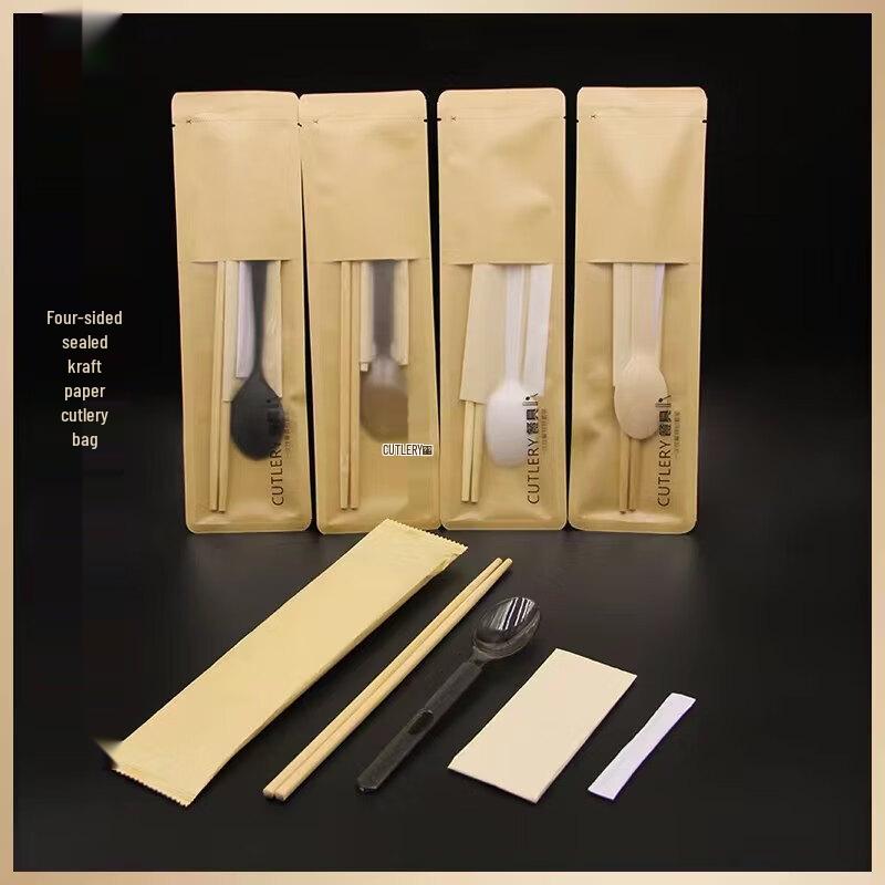 ZISIZ Disposable American Style Bamboo Spoon and Chopsticks Set