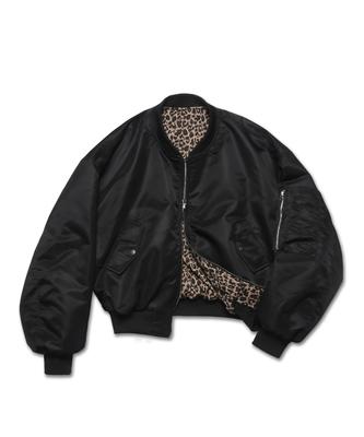 Rockpsycho Leopard Bomber Jacket Black