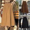 Women Skirt High Waist A-Line Large Hem Design Midi Skirt Solid Color Autumn Winter Draped Skirt Daily Wear