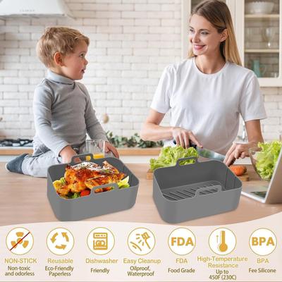 Silicone Air Fryer Liner Food Grade Non-Stick Mat Heat Resistant Reusable Baking Pan Liner Dishwasher Safe Fryer Basket Insert