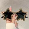 Chic Stars Design Pink Shades Women Rhinestone Shiny Trends Decor Sun Glasses New Ins Brand Holiday Beach Sunglasses