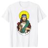 Funny Jesus Climb T Shirts Summer Rock Climbing Mountain Outdoor Adventure Sports Cotton Short Sleeve Birthday Gifts Tshirt Men