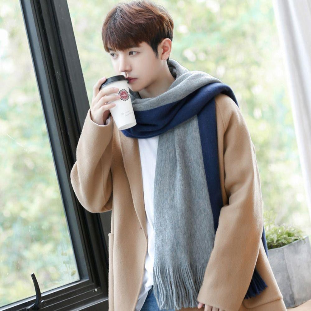 Korean Style Men Cashmere Scarf Windproof Winter Neckerchief Elegant Long Wool Tassel Scarf  Girls