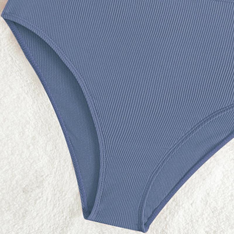 2024 European & American Girls' Solid Color Two-Piece Bikini Swimsuit