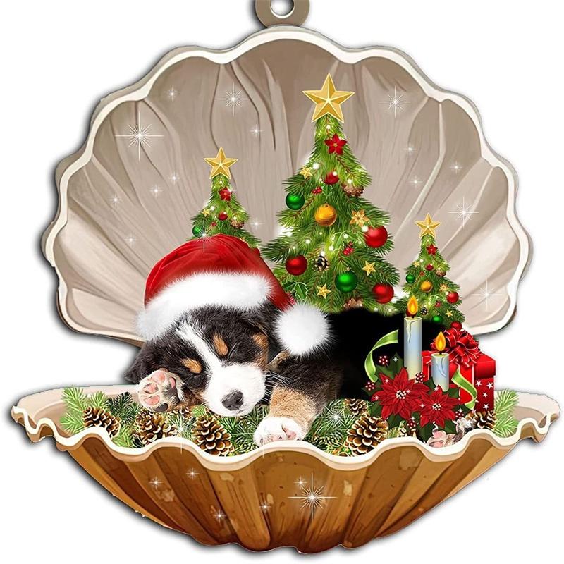 Cute Cartoon Acrylic Car Hanging Decoration For Christmas Tree Shell Sleeping Dog
