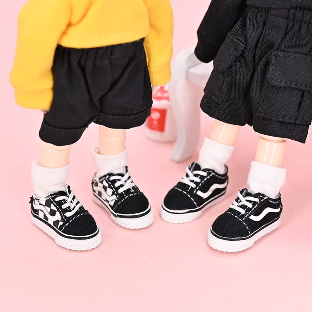 rakulifey Obitsu 11 OB11 Shoes for Obitsu Doll BJD Doll 3 Gift Shoes, 11cm, Sneakers, 1/12 Shoes, Colors, (Black)