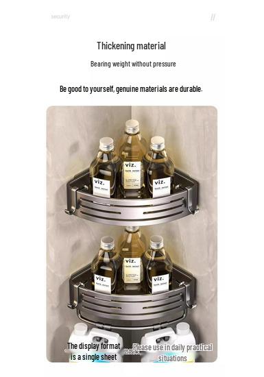 Punch-Free Bathroom Corner Triangle Shelf