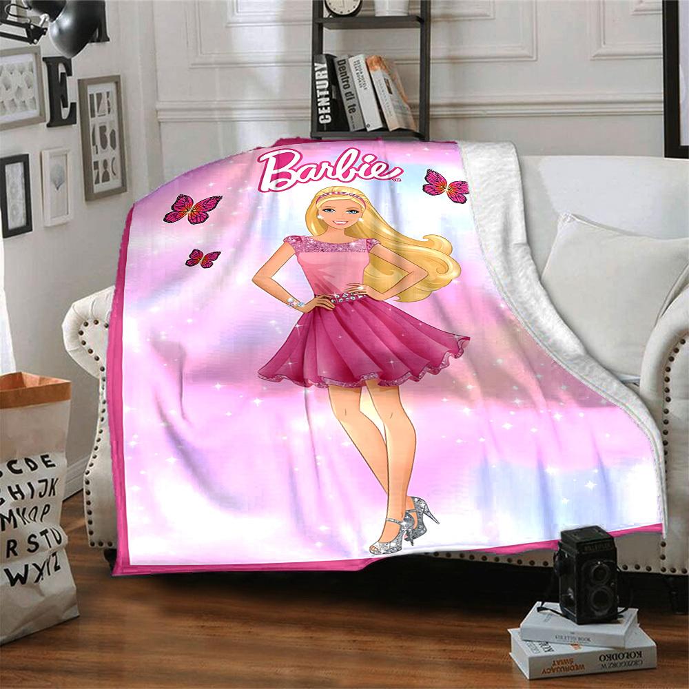 1pc Barbie Doll Flannel Throw Blanket Soft, Warm & Cozy for Couch, Bed, Office, and Travel Versatile All Season Gift, Christmas present