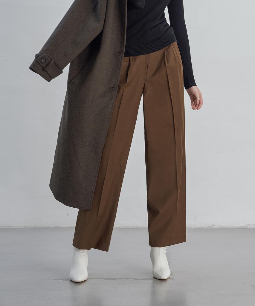 Julliapepe Signature Wool Semi Wide Slacks (Brown)