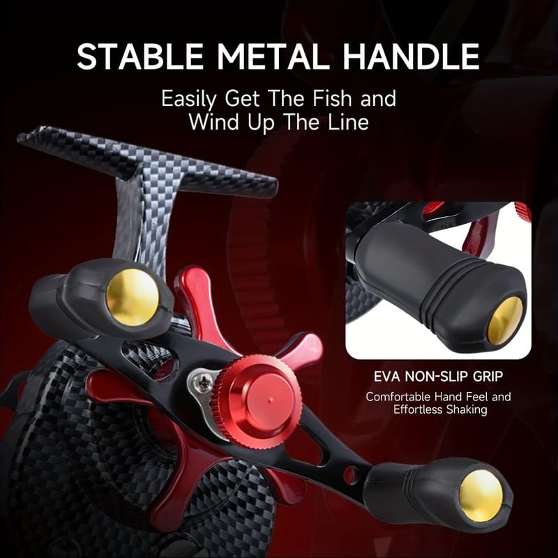 Spaltfreie Universelle Ganzmetall-Kohlefasertextur Frontrolle Eisangelrolle Köder Weitwurf Hohe Übersetzung Große Bremskraft