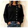 Womens Oversized Knit Sweater Loose Fit Round Neck Long Sleeve Button Front Acrylic Pullover Fall Winter 2026