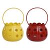 Set of 2 Red Yellow Metal Cup Flowers Decorative Hanging Lanterns Tea Light Candle Holders- T Light Candle Holders