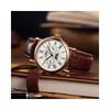 Time100 Multifunction Men's Watch Date Day Display 24-Hour Indicator Japanese Movement Black Leather Strap Rose Gold