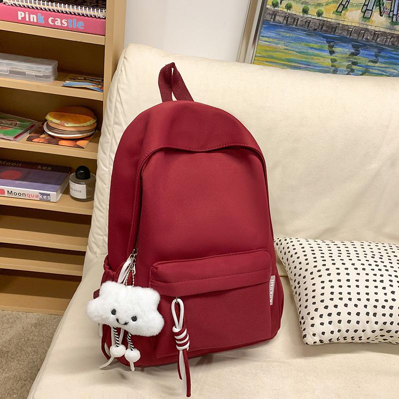 Dopamine Sen College Students' Schoolbags Girls' Schoolbags Korean Travel Trips Niche Pure Color College Style Simple Backpack.