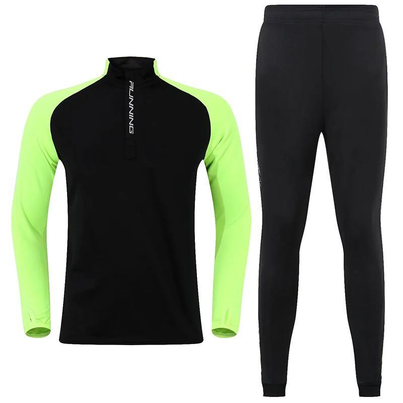 Mens Long Sleeve Quick-Dry Sports Set Running Gym Basketball Training Jersey Top Pants