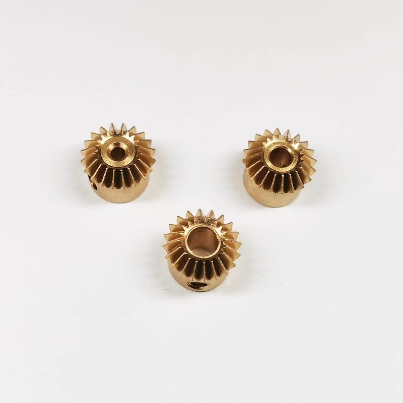 2 Stück 0,5 m 20 Zähne Bohrung 2/3/4 mm Kegelrad 90 Grad rechter Winkel 1:1 Getriebe Messing Metall Kegelrad