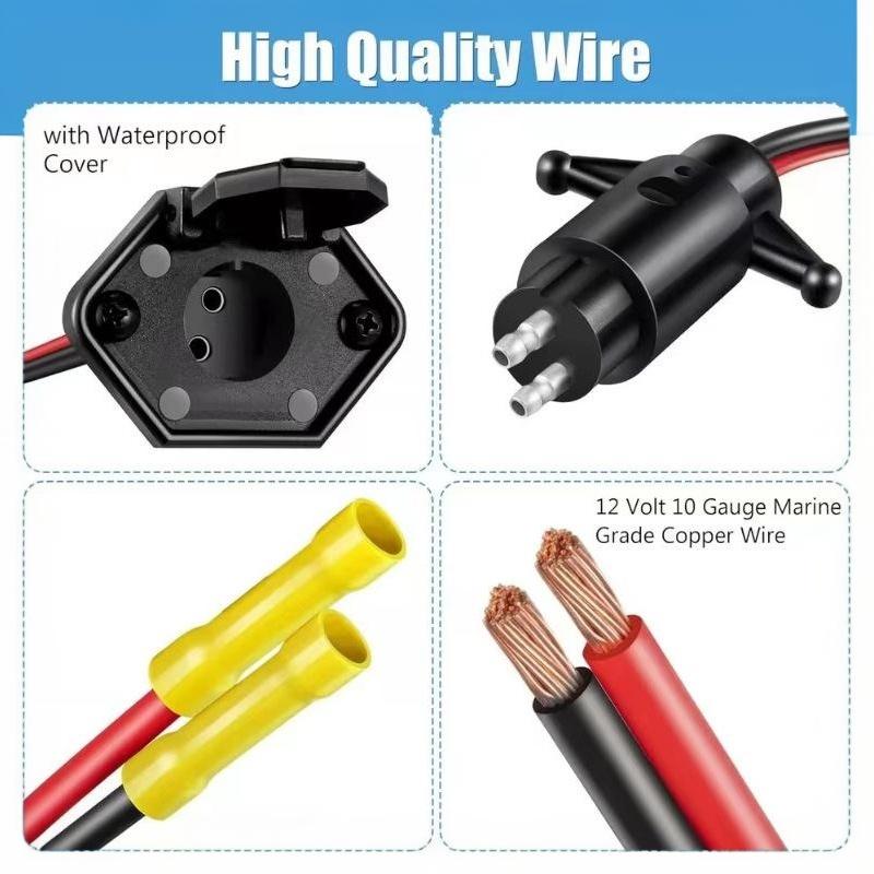 Drag Motor Plug 12V-24V 8/10 Gauge 2 Wire Trolling Motor Universal Boat Motor Quick Connection Socket