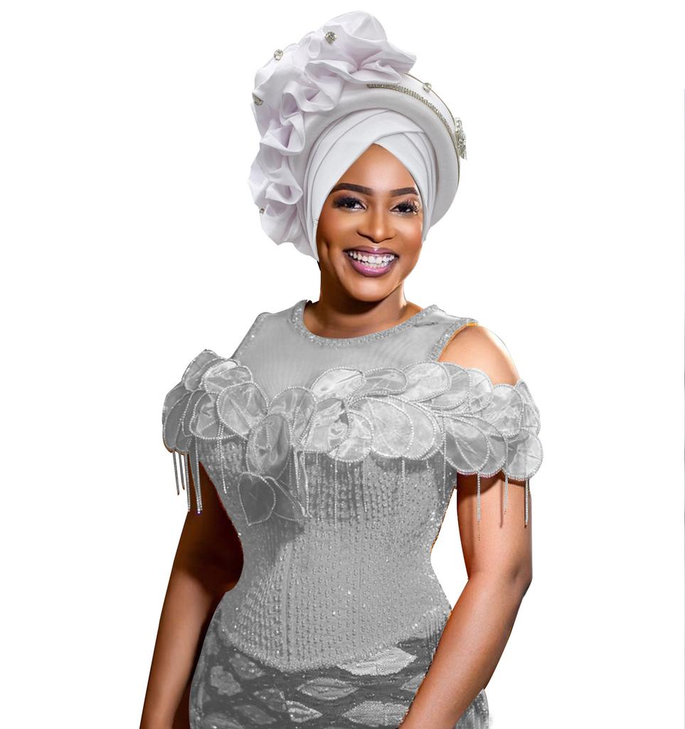 Nigeria Raw Silk Auto Gele Headtie Muslim Hat Party Headwear Turbante Ruffled Turban Cap For Women African Lady Head Wraps