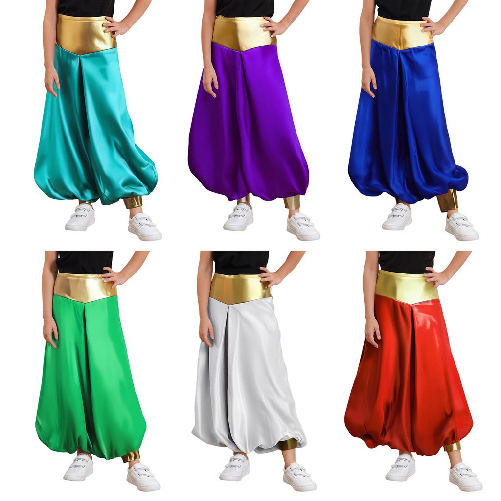 Boys Arabian Prince Costume High Waist Loose Harem Pants Casual Baggy Dance Pants Halloween Outfit