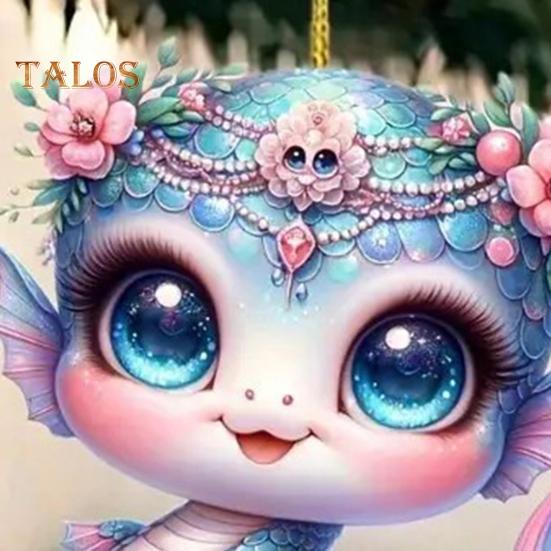 Meerjungfrau-Schlangen-Autoanhänger, flache Acryldekoration für Weihnachten, hängender Anhänger, Baum, süßes Cartoon-Meerjungfrau-Liebhaber-Geschenk für Weihnachten