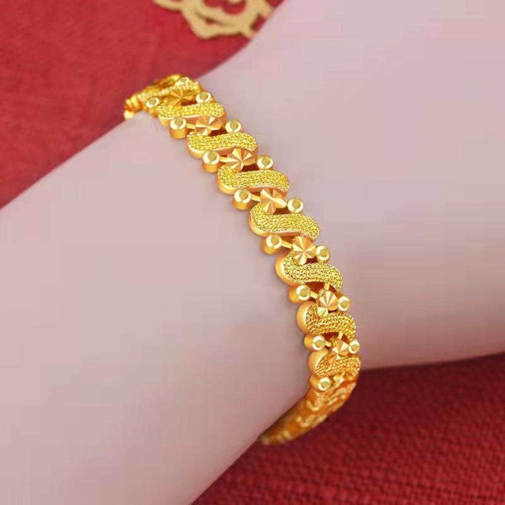 

Love Heart Hollow Bracelet Flower Chinese Style Bangles Fashionable Golden Bracelet Girl Style E