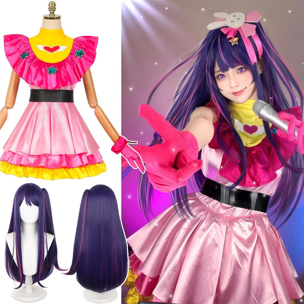 [NOKIJP] Hoshino Ai Cosplay Costume, One-Piece Set, B-Komachi, Oshi No Ko, Adult Costume, School Festival, Event (Hoshino Ai, XXL)