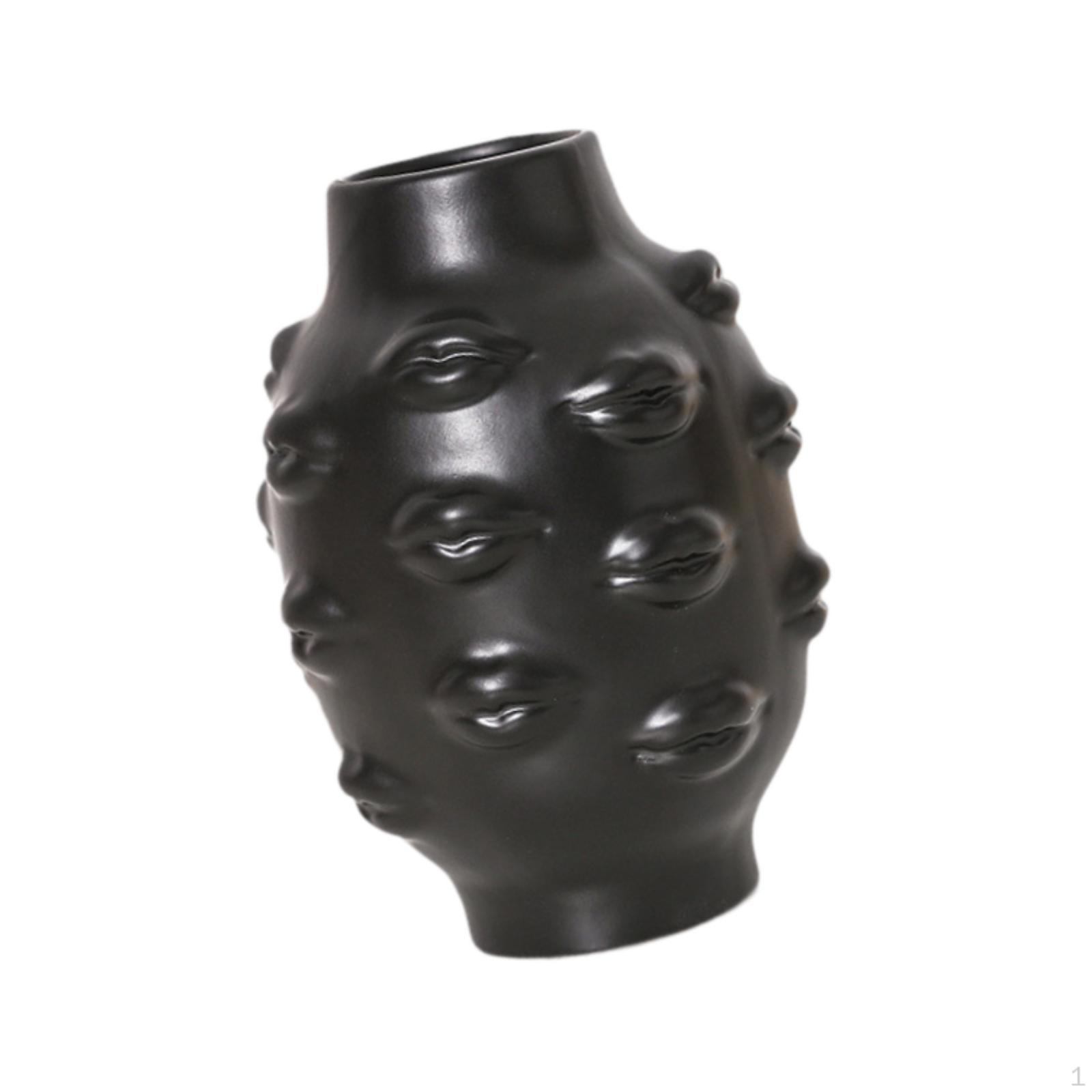 

Creative Lip Vase, Decorative Porcelain Modern Flower Vase And Entryway Matte Black