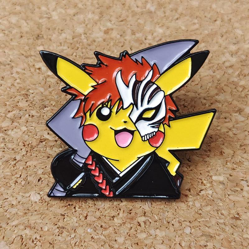 Pikachu In A Mask Enamel Pin Brooches Bag Lapel Pin Badges On Backpack Decorative Jewelry Gift